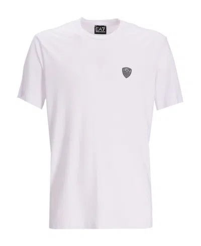 Ea7 Core Shield Cotton T-shirt In White