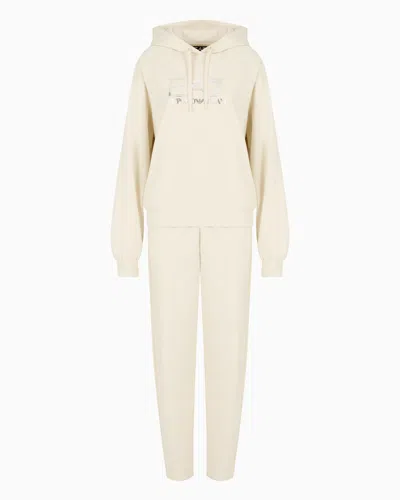 Ea7 Cotton And Modal Blend Tracksuit In Beige