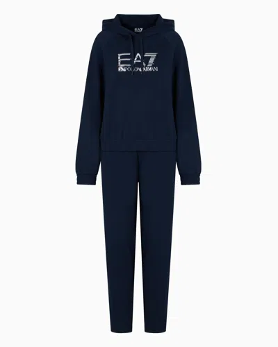 Ea7 Cotton And Modal Blend Tracksuit In Navy Blue
