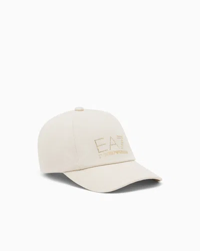 Ea7 Cotton Baseball Cap In Sand