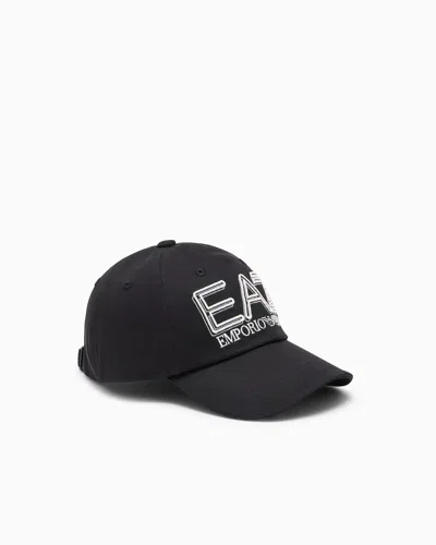 Ea7 Cotton Baseball Hat With Visor In Black
