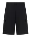 Ea7 Cargo Sweatshorts With Mesh Inserts In Black