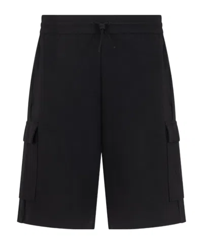 Ea7 Cargo Sweatshorts With Mesh Inserts In Black