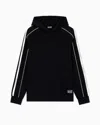 Ea7 Cotton-blend Hooded Logo Series Sweatshirt In Black