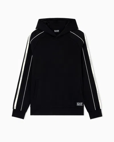 Ea7 Cotton-blend Hooded Logo Series Sweatshirt In Black