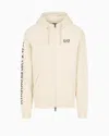 Ea7 Cotton-blend Hooded Logo Series Sweatshirt In White