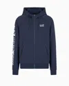 Ea7 Cotton-blend Hooded Logo Series Sweatshirt In Blue