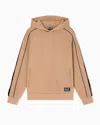 Ea7 Cotton-blend Hooded Logo Series Sweatshirt In Sand