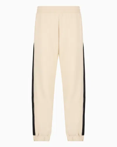 Ea7 Cotton-blend Logo Series Joggers In Beige