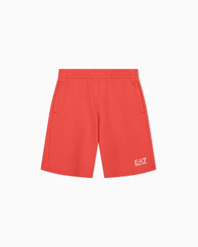 Ea7 Kids' Cotton Core Identity Boy Bermuda Shorts In Red