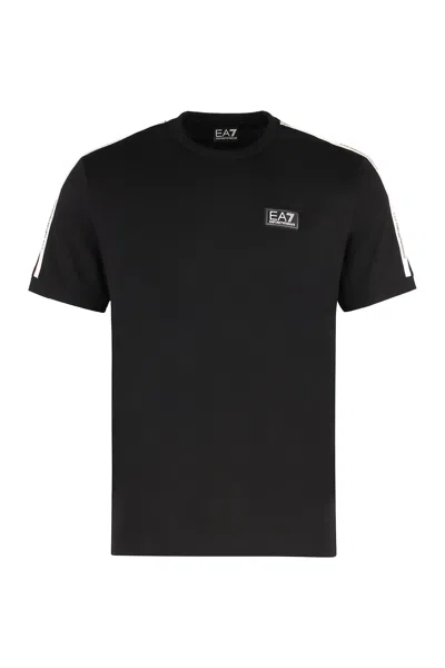 Ea7 Logo-patch Crew-neck T-shirt In Black