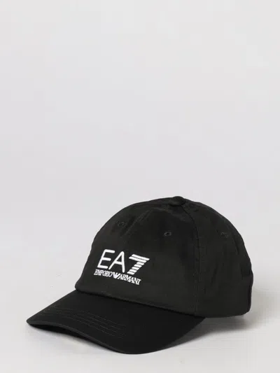 Ea7 Cotton Hat With Embroidered Logo In Black