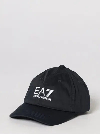 Ea7 Cotton Hat With Embroidered Logo In Black