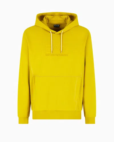 Ea7 Cotton Hooded Visibility Sweatshirt In Yellow