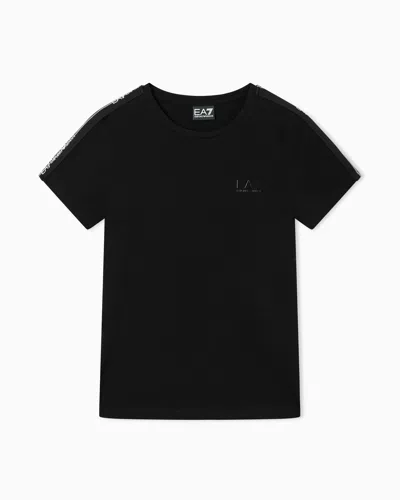 Ea7 Cotton Jersey T-shirt With Logo In Black