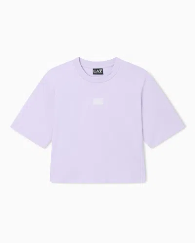 Ea7 Cotton Jersey T-shirt With Logo In Purple