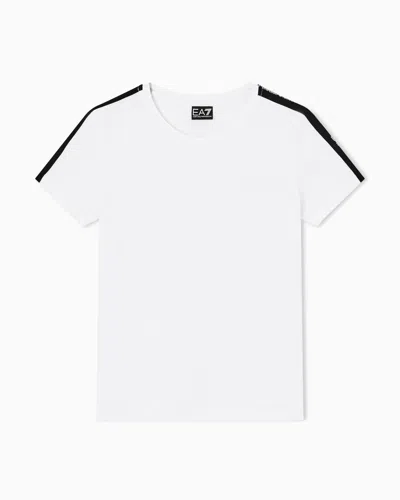 Ea7 Cotton Jersey T-shirt With Logo In White
