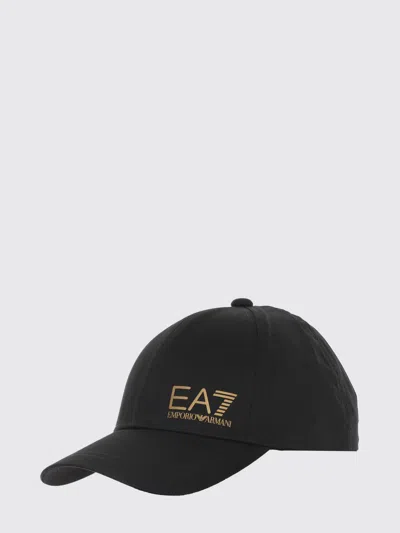 Ea7 Cotton Logo Print Hat In Black