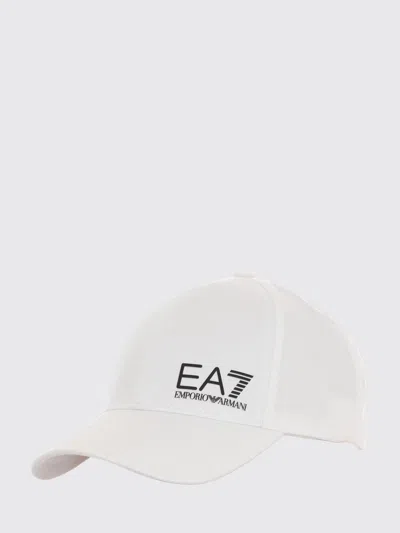 Ea7 Cotton Logo Print Hat In White