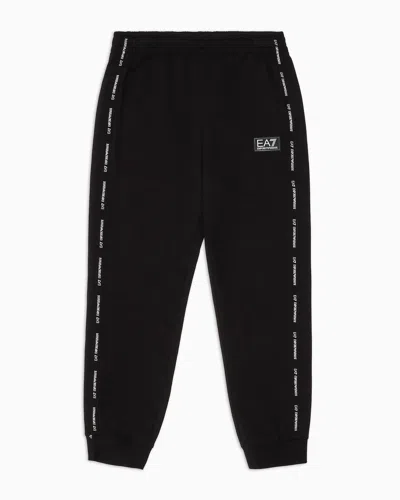 Ea7 Kids' Cotton Logo Series Boy Joggers In Black