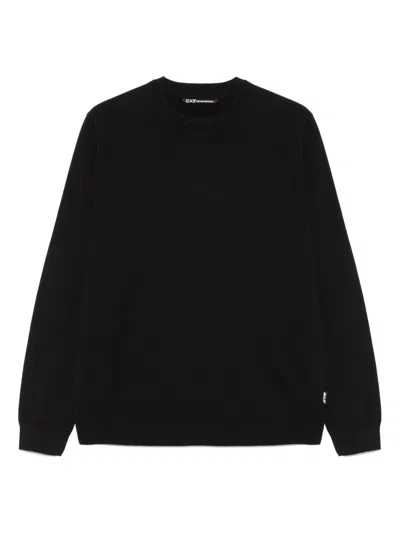Ea7 Cotton Sweater In Black