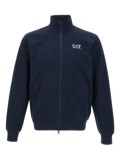 Ea7 Cotton Sweatshirt In Blue