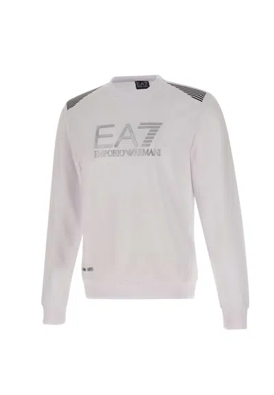 Ea7 Cotton Sweatshirt In White