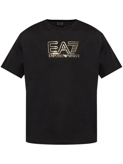 Ea7 Cotton T-shirt In Black