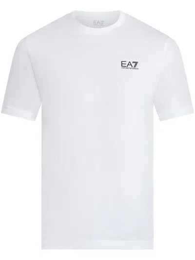 Ea7 Logo-print Cotton T-shirt In White