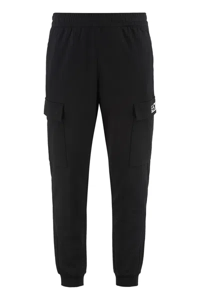 Ea7 Cotton Track-pants In Black