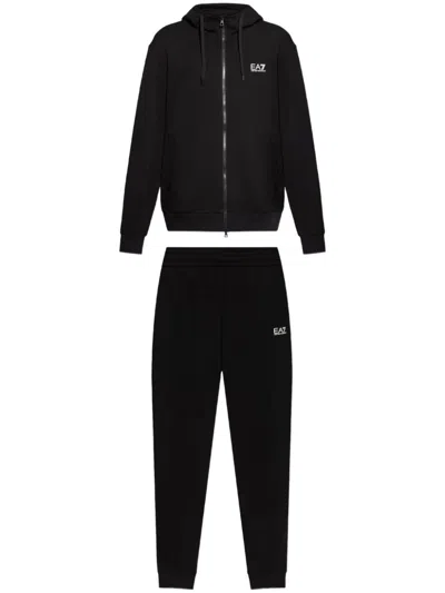 Ea7 Cotton Track Pants In Black