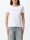 Ea7 Sequin-logo T-shirt In White