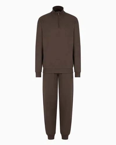 Ea7 Cotton Visibility Tracksuit In Brown