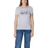 Ea7 White Logo Round Neck T-shirt In White