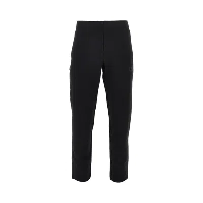 Ea7 Cotton-blend Pants With Logo Print In Black