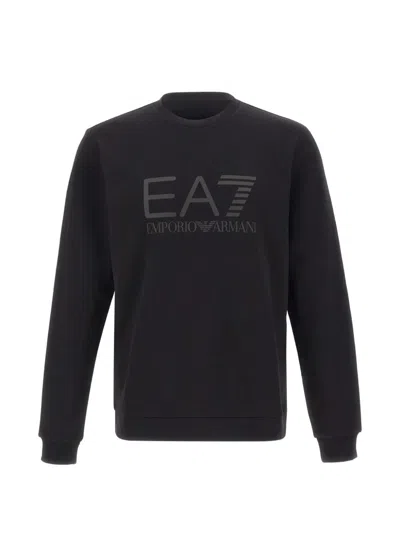 Ea7 Crew Neck Logo Sweatshirt In Black