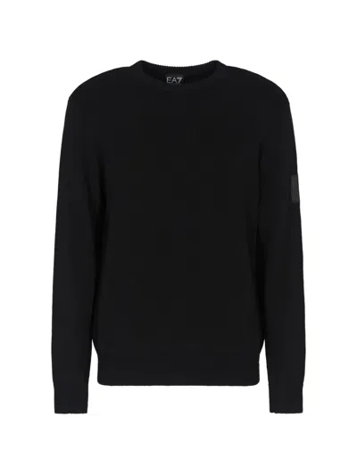 Ea7 Crew-neck Sweater In Black