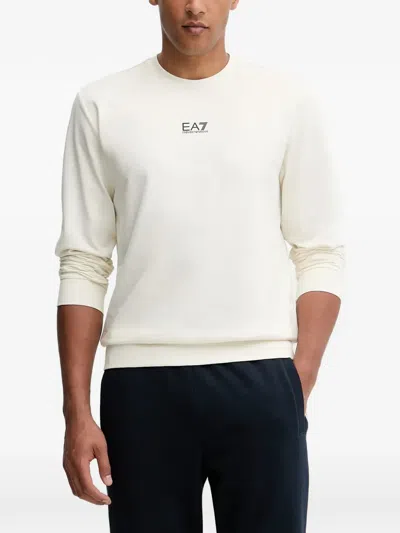 Ea7 Crew-neck Sweatshirt In White