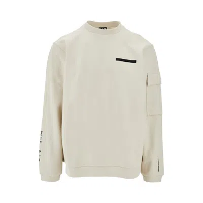 Ea7 Crewneck Sweatshirt With Mesh Insert In Beige