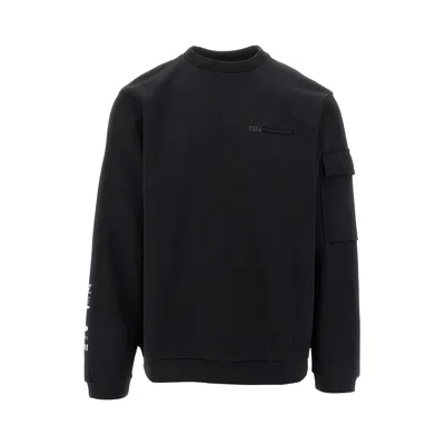 Ea7 Crewneck Sweatshirt With Mesh Insert In Black