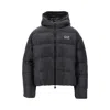 Ea7 Shiny Padded Bomber With Hood In Black