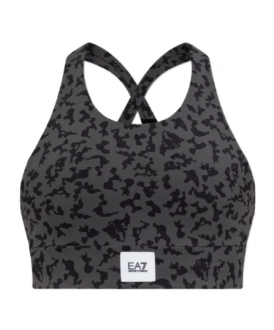 EA7 CROSS-BACK LEOPARD-PRINT TOP