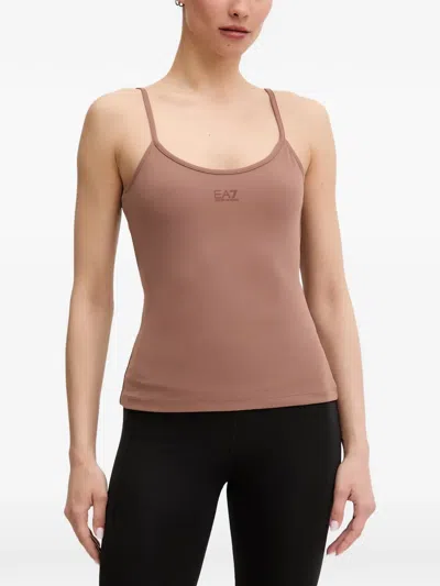 Ea7 Crossover-back Tank Top In Brown