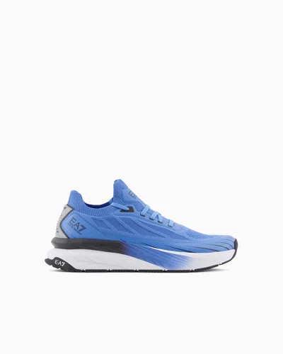 Ea7 Official Store Crusher Distance Sonic Knit Sneakers In Electric Blue
