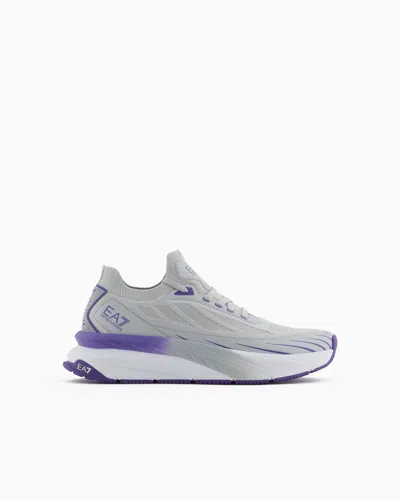 Ea7 Crusher Distance Sonic Knit Sneakers In Grey