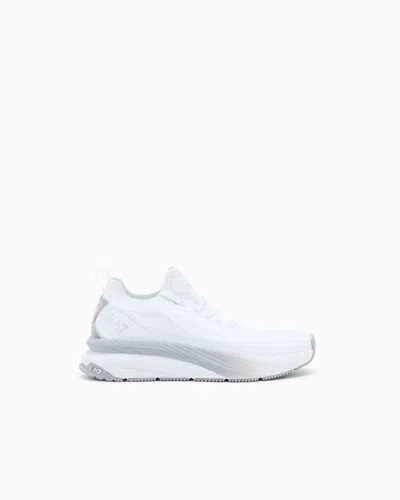 Ea7 Crusher Sonic Knit Sneakers In White