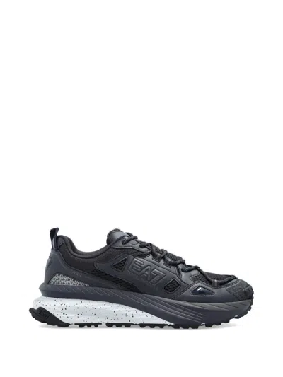 Ea7 Crusher Sonic Trail 2.0 Logo-detail Sneakers In Black