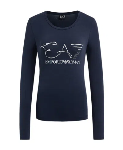 Ea7 Crystal Set Long-sleeved T-shirt In Black
