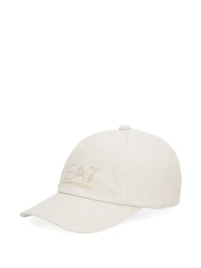 Ea7 Crystal-embellished Logo-print Cap In White