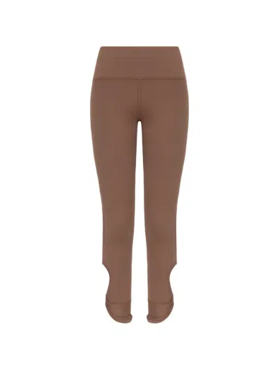 Ea7 Cut-out Twisted-detail Leggings In Brown
